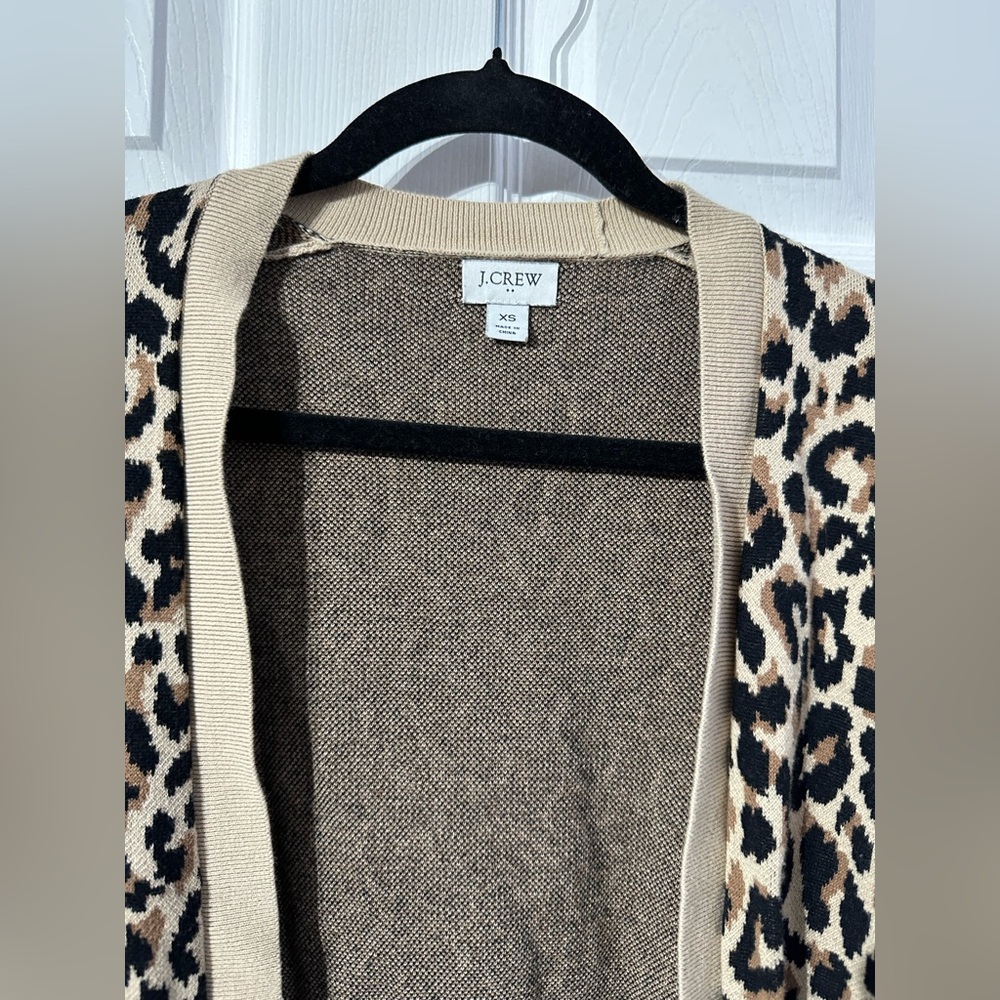 J. Crew Leopard Print Cardigan - Tan and Black (XS) - Picture 6 of 14